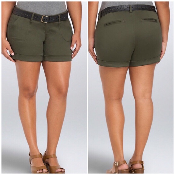 torrid Pants - Torrid Sateen Shorts - Khaki Green 18